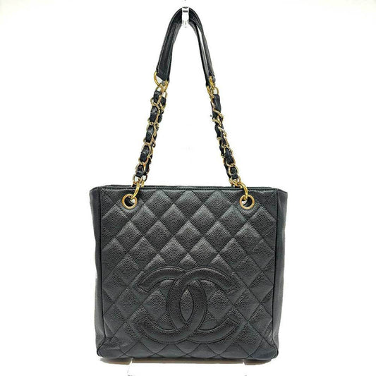 Chanel Bag Caviar Skin Chain Shoulder PST Tote Leather Black