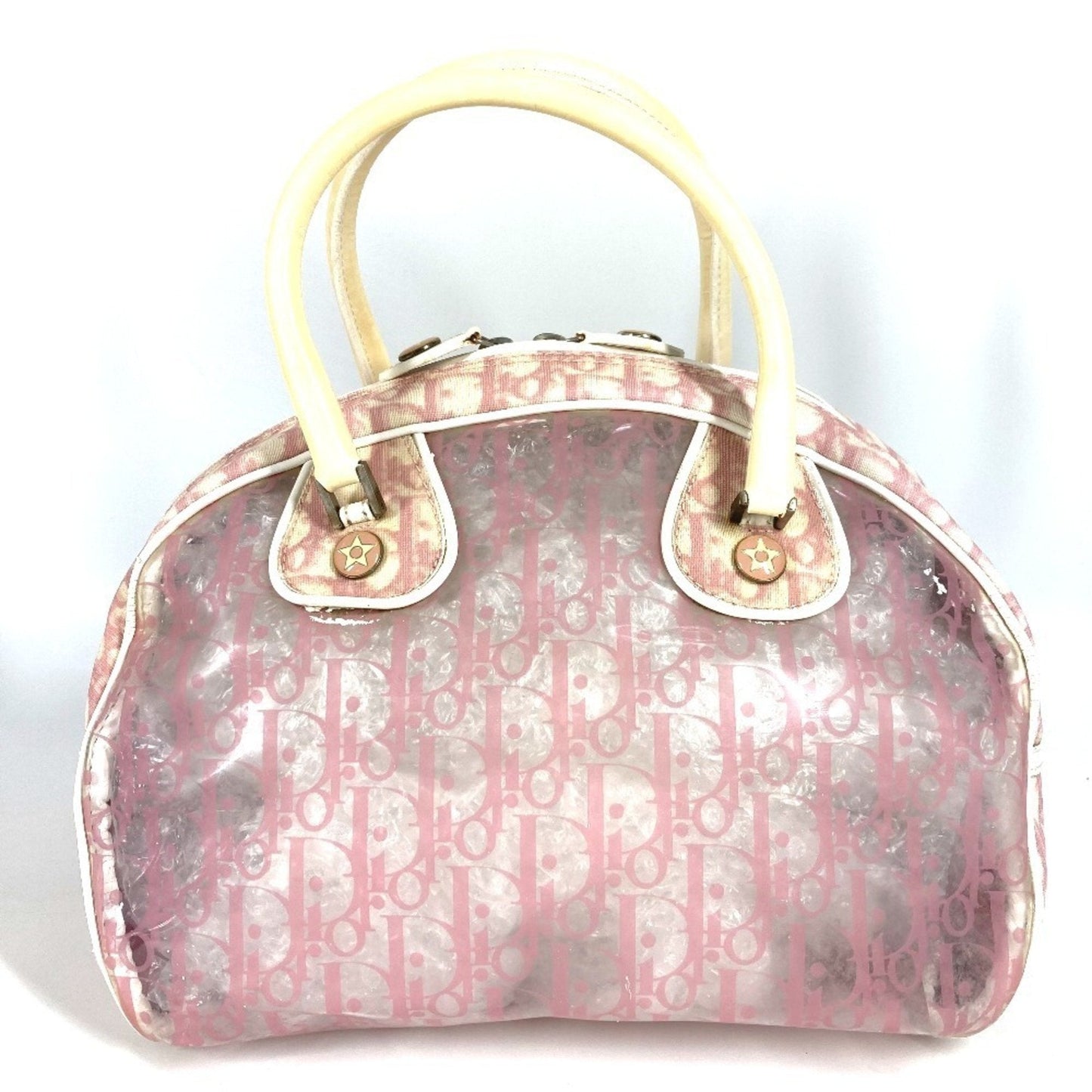 Christian Dior Pink Yellow Trotter Boston Bag Handbag Tote Bag