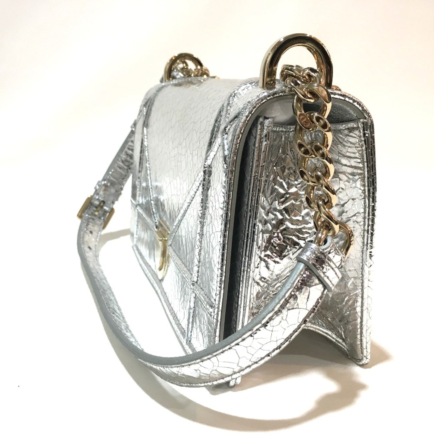 Christian Dior Silver Leather Shoulder Bag Leather