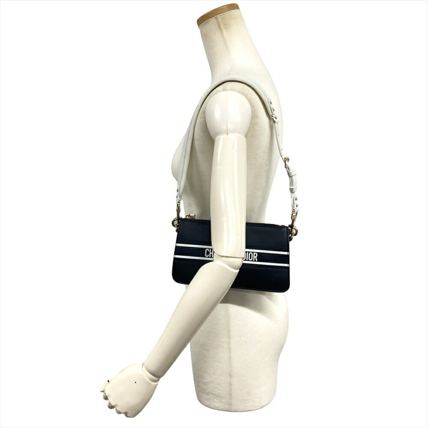 Christian Dior Navy Leather Shoulder Bag Leather
