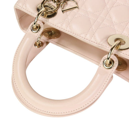 Christian Dior Lady Dior Pink Leather Handbag Shoulder Bag Leather