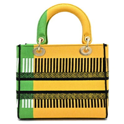 Christian Dior Multi-Color Yellow Canvas Handbag