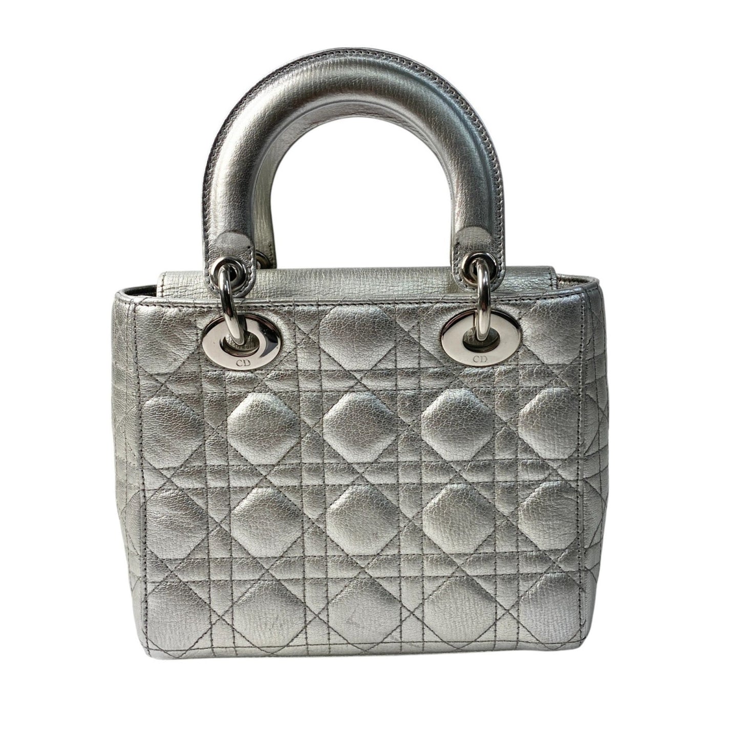 Christian Dior Silver Leather Handbag Shoulder Bag Leather