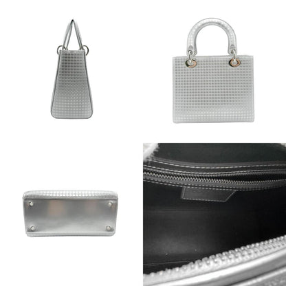 Christian Dior Silver Leather Handbag Shoulder Bag Style 4