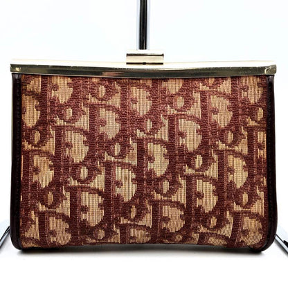 Christian Dior Beige Red Color Canvas Pouch