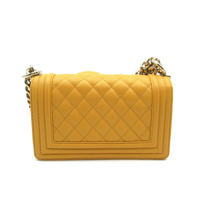 Chanel Boy Chanel Chain Shoulder Bag, Caviar Skin (Grained Calf), Women's, Yellow, A67085