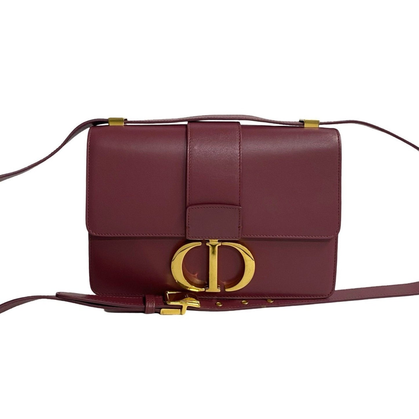 Christian Dior Pink Gold Purple Wine Leather Pochette Shoulder Bag