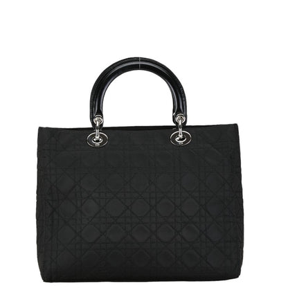 Christian Dior Black Cotton Leather Handbag Pochette Pouch Shoulder Bag