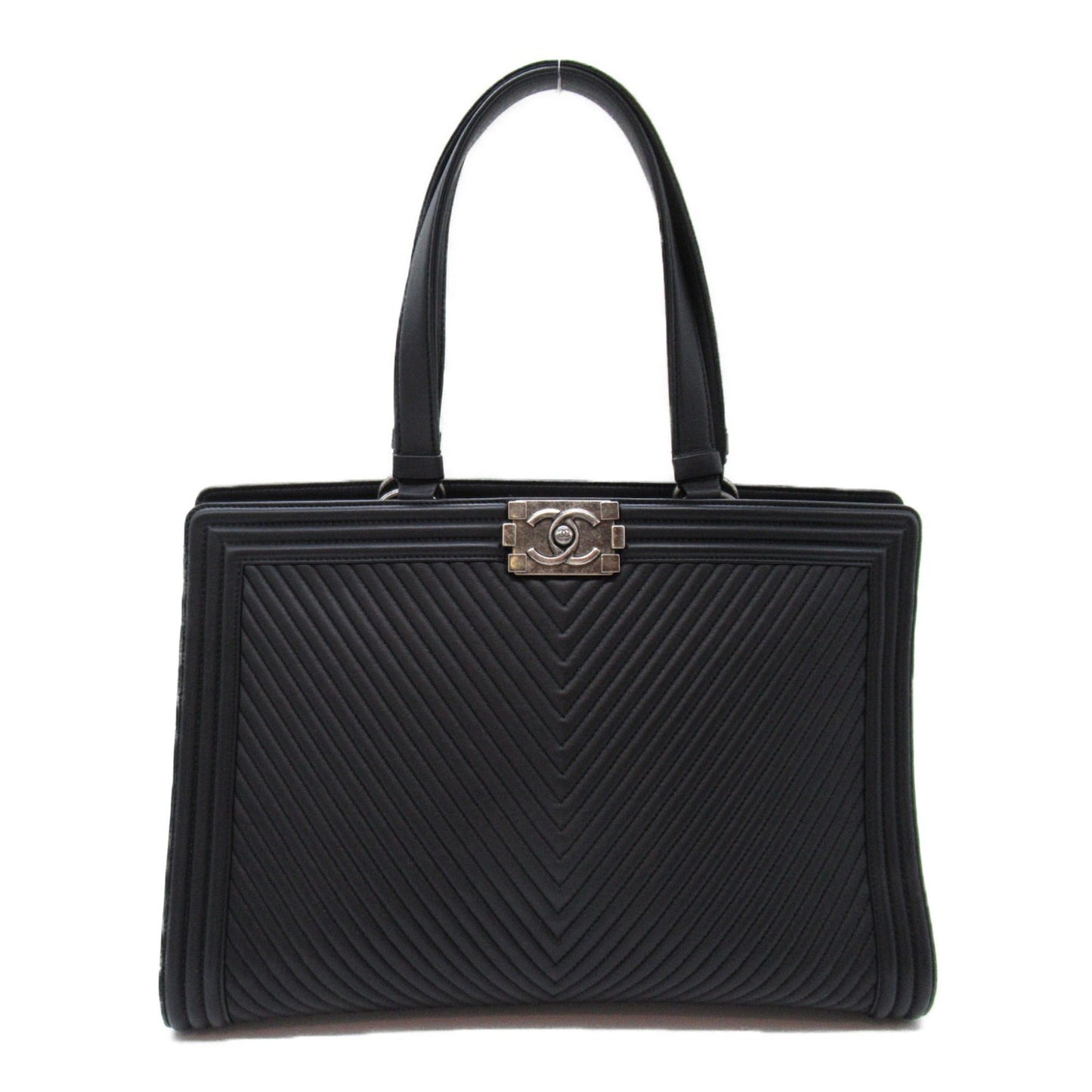 Chanel Boy Chanel V-stitch Tote Bag Black Lambskin (sheep leather)