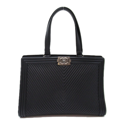 Chanel Boy Chanel V-stitch Tote Bag Black Lambskin (sheep leather)
