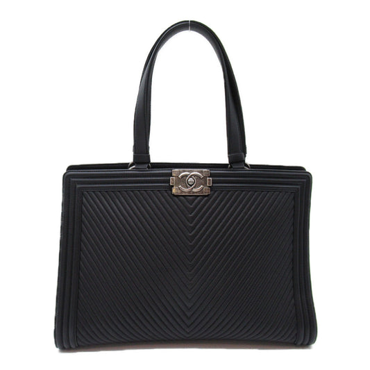 Chanel Boy Chanel V-stitch Tote Bag Black Lambskin (sheep leather)