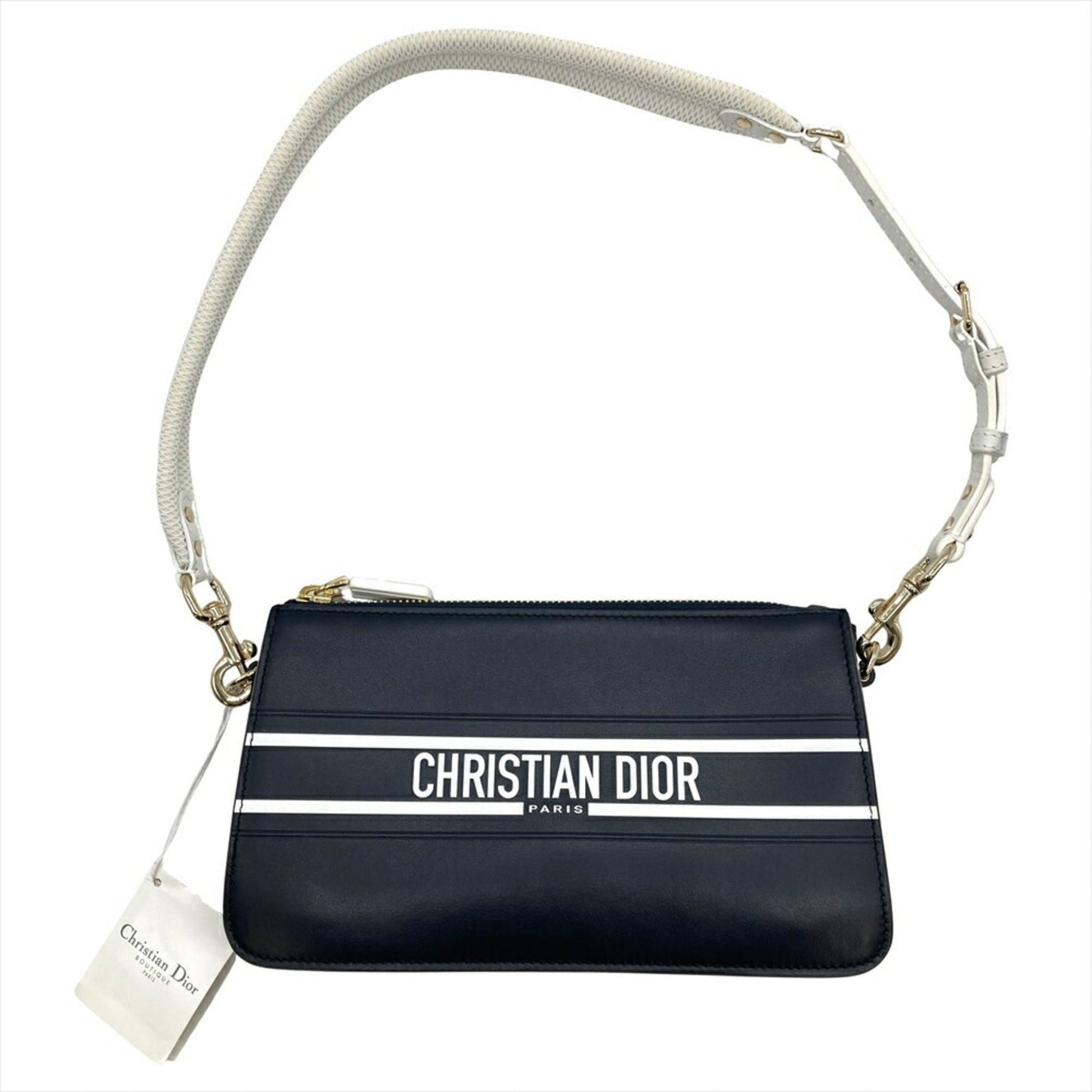 Christian Dior Navy Leather Shoulder Bag Leather