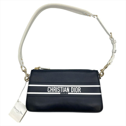 Christian Dior Navy Leather Shoulder Bag Leather