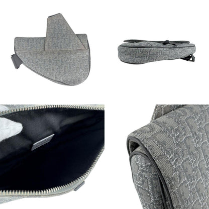 Christian Dior Gray Canvas Saddle Bag Shoulder Bag