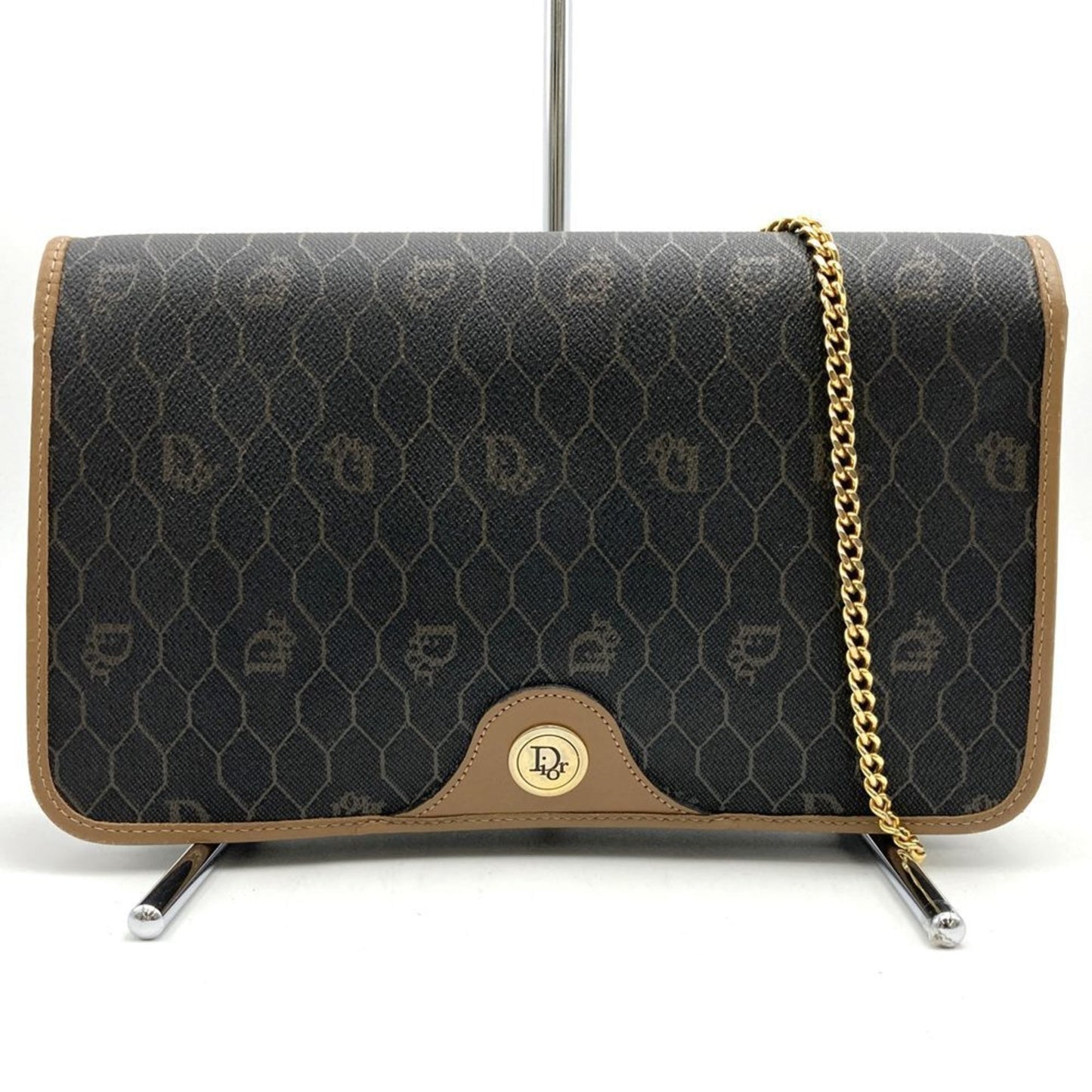 Christian Dior Brown Pvc Leather Shoulder Bag Leather