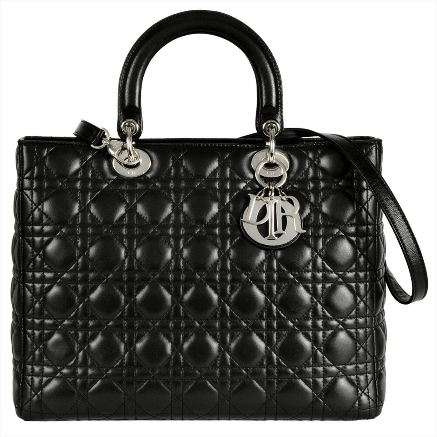 Christian Dior Lady Dior Black Leather Handbag Style 2