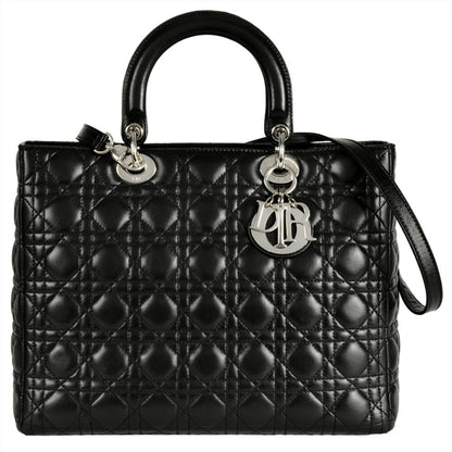 Christian Dior Lady Dior Black Leather Handbag Style 2