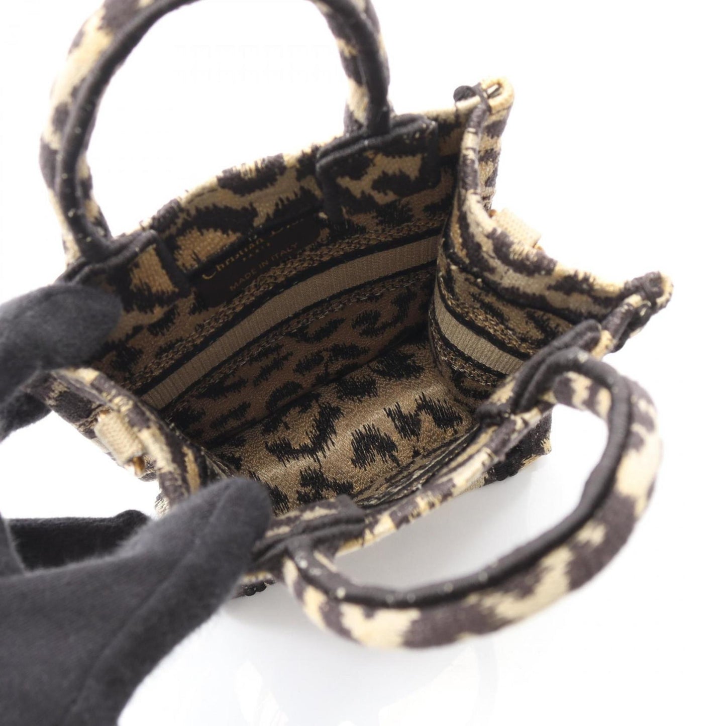 Christian Dior Beige Black Canvas Handbag Tote Bag