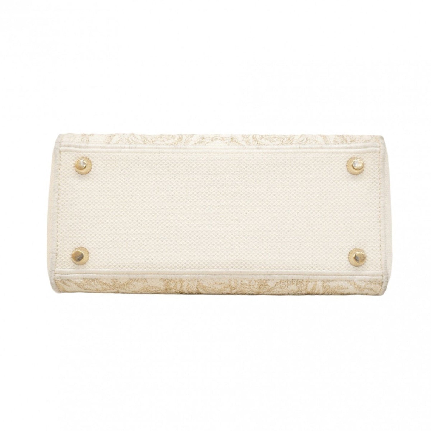 Christian Dior Gold White Canvas Handbag