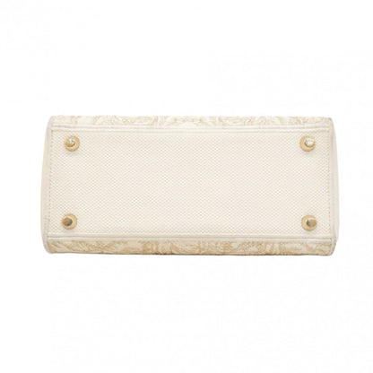 Christian Dior Gold White Canvas Handbag
