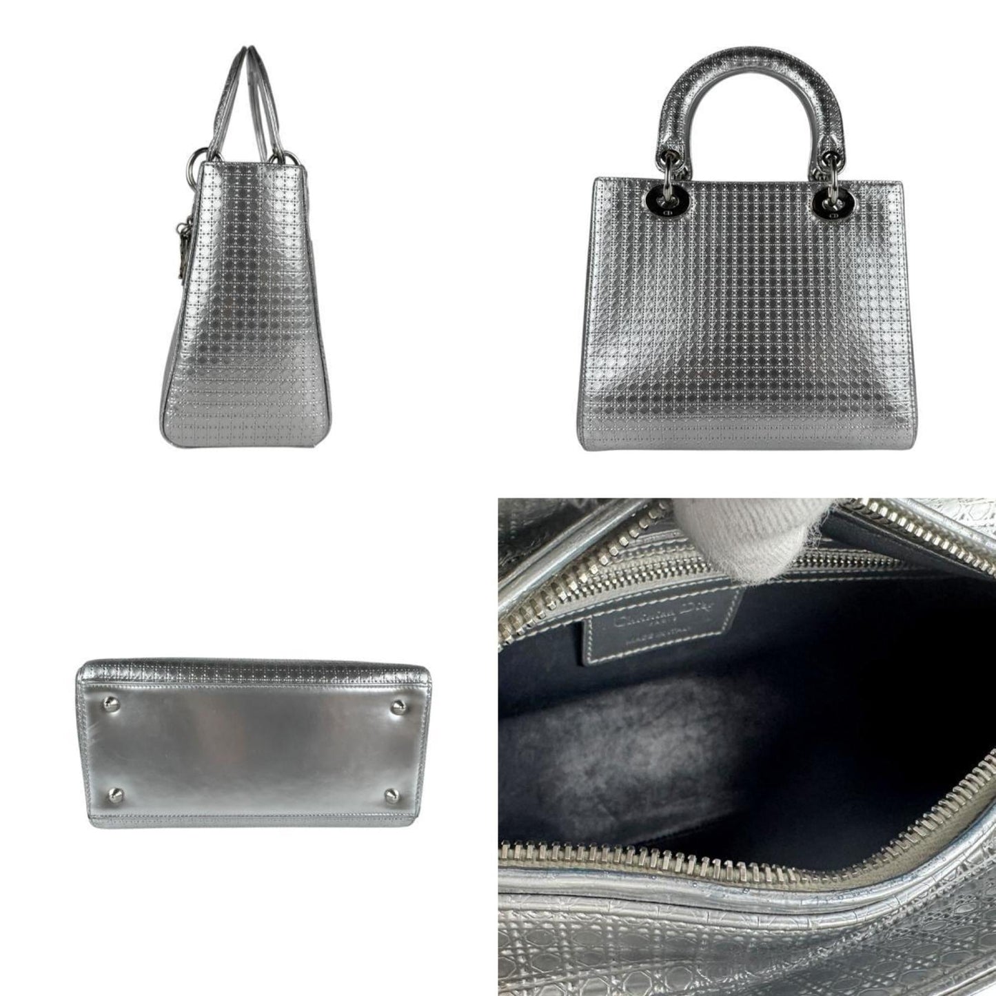Christian Dior Silver Leather Handbag Shoulder Bag Style 2