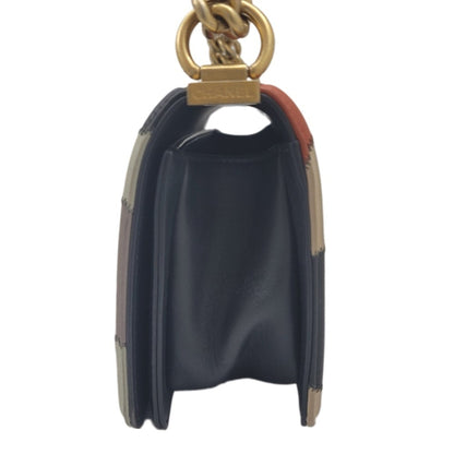 Chanel boy shoulder bag 2WAY camellia navy multicolor G metal fittings No. 24 compact women's men's