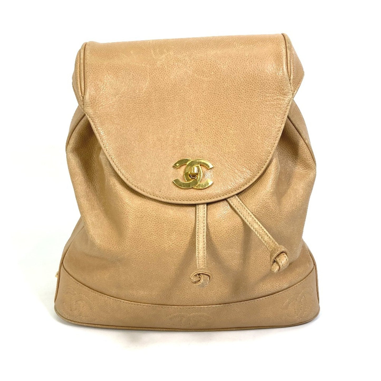 Chanel backpack bag with pouch bag turnlock Backpack Beige