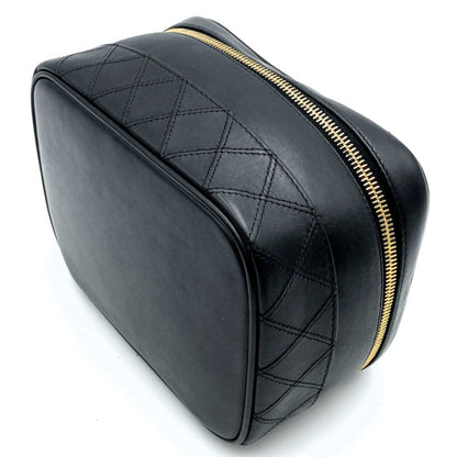Chanel Bicolor Vanity Bag, Cosmetic Pouch, Coco Mark, Black, Lambskin, Leather, Women's