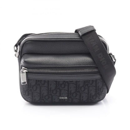 Christian Dior Black Canvas Leather Messenger Bag Shoulder Bag