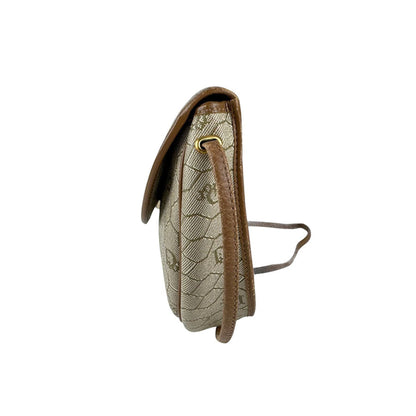 Christian Dior Beige Brown Pvc Leather Shoulder Bag