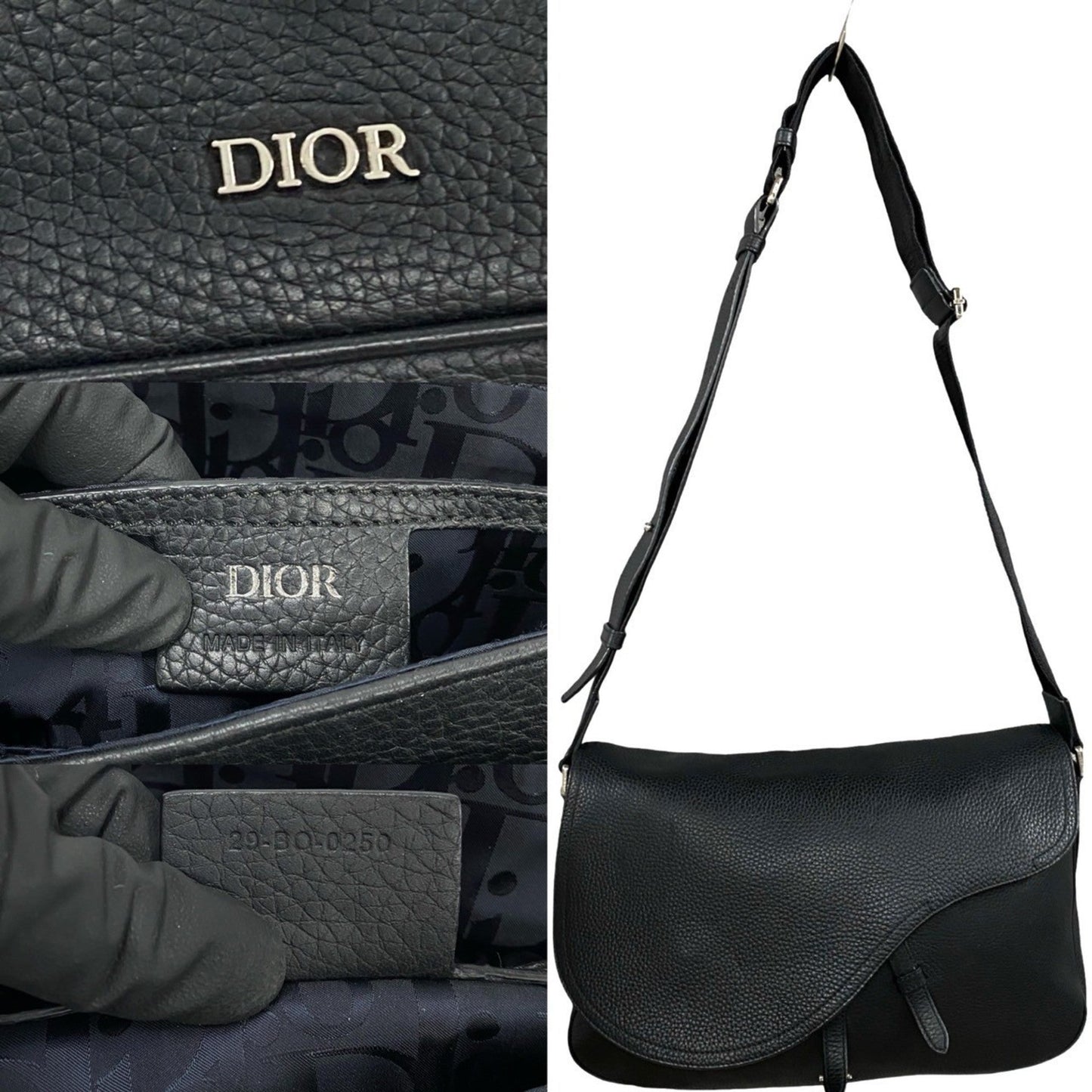 Christian Dior Black Leather Shoulder Bag Style 23