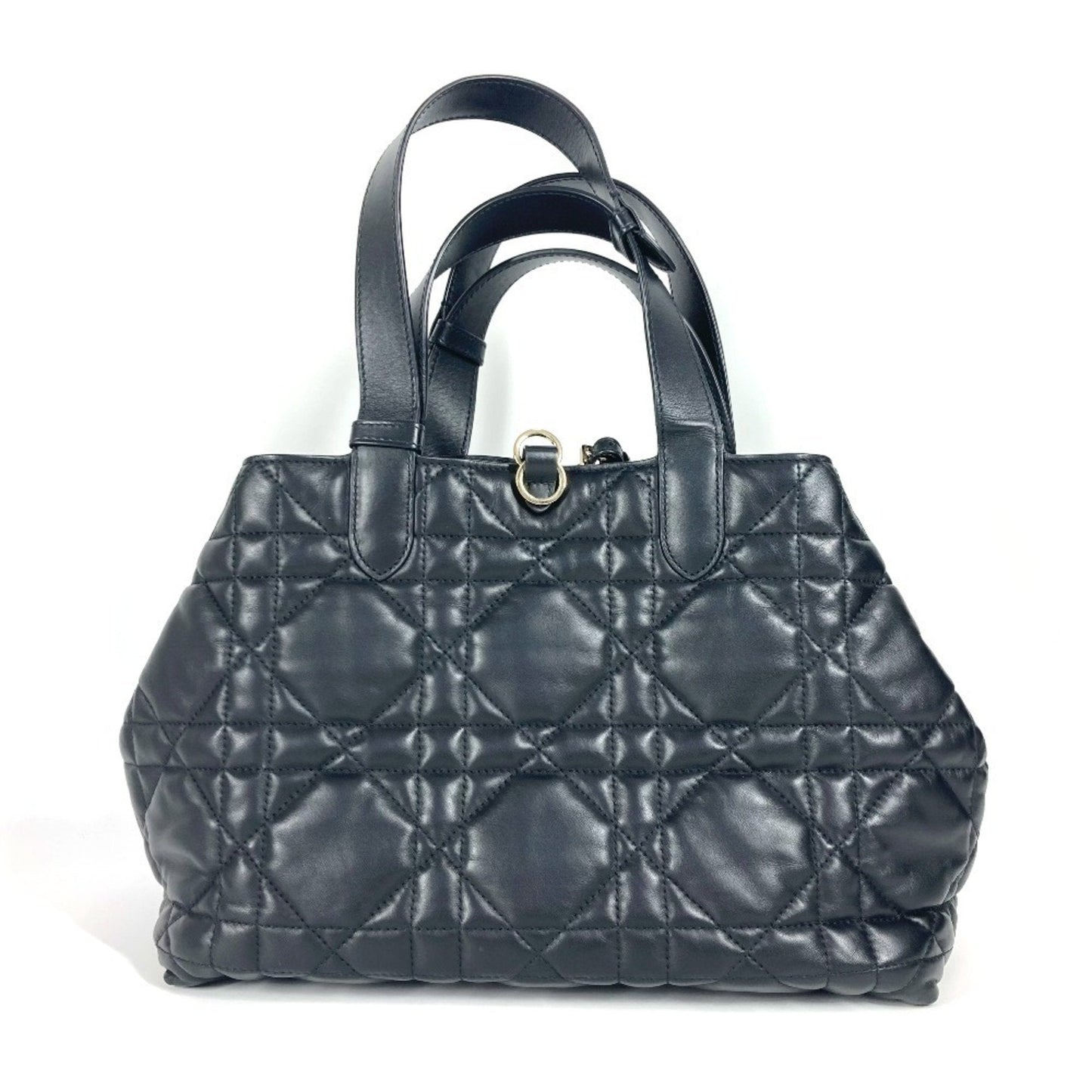 Christian Dior Black Leather Handbag Pouch Shoulder Bag Tote Bag
