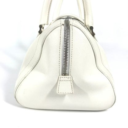 Christian Dior White Leather Boston Bag Handbag