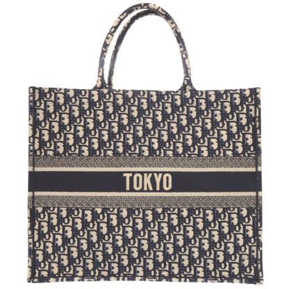 Christian Dior Beige Navy Canvas Tote Bag
