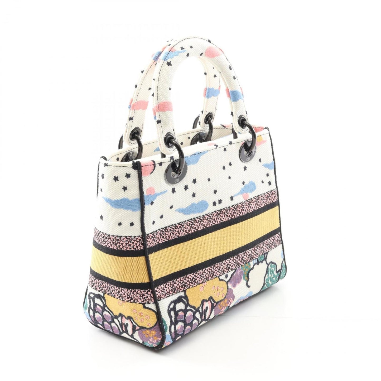 Christian Dior Multi-Color White Canvas Handbag Canvas