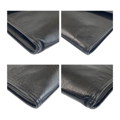 Christian Dior Black Leather Clutch Bag Shoulder Bag Leather