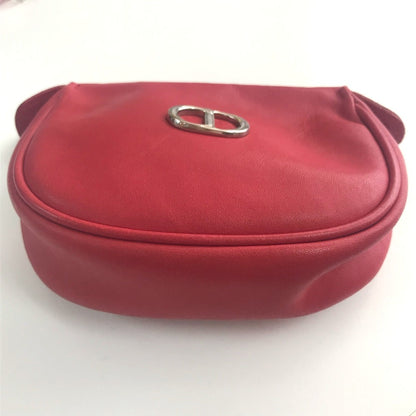 Christian Dior Red Color Leather Pochette Shoulder Bag
