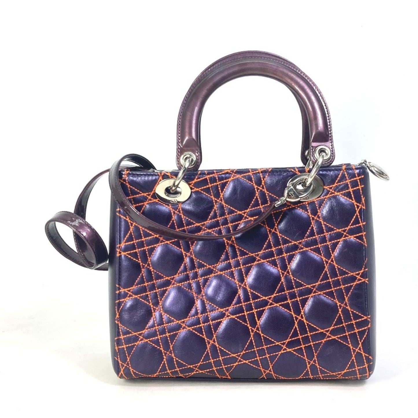 Christian Dior Orange Purple Leather Handbag Shoulder Bag