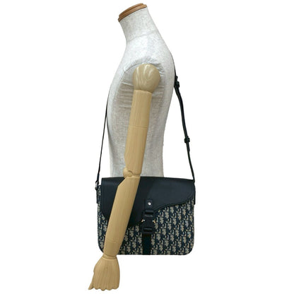 Christian Dior Black Canvas Leather Messenger Bag Shoulder Bag Leather