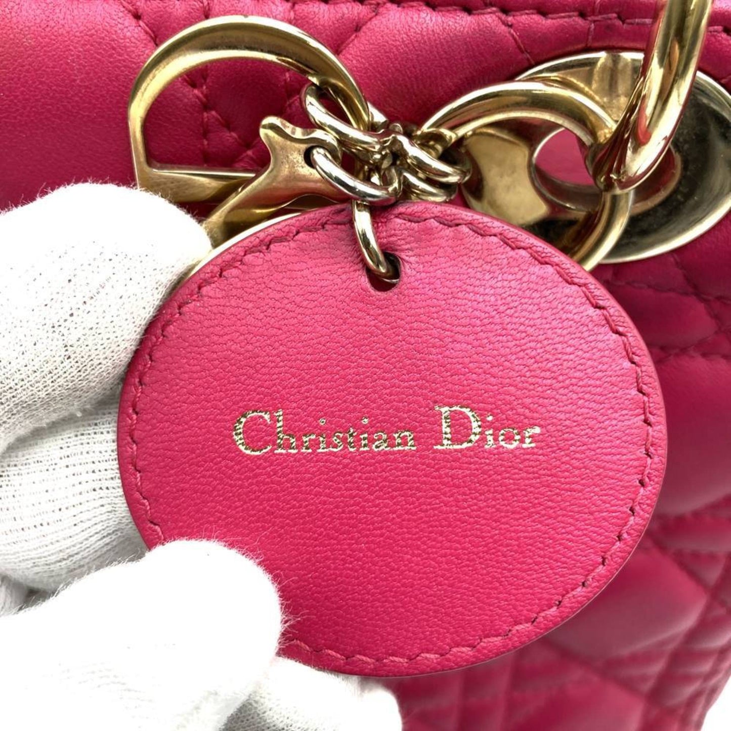 Christian Dior Pink Leather Handbag Shoulder Bag Style 2