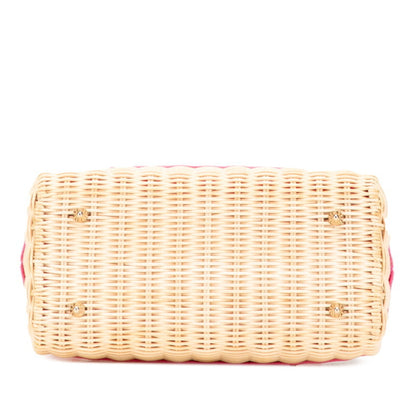 Christian Dior Lady Dior Beige Pink Canvas Leather Handbag Shoulder Bag