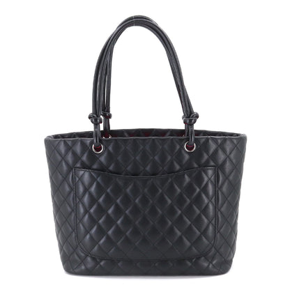 Chanel Cambon Line Large Tote Bag Leather Enamel Black A25169