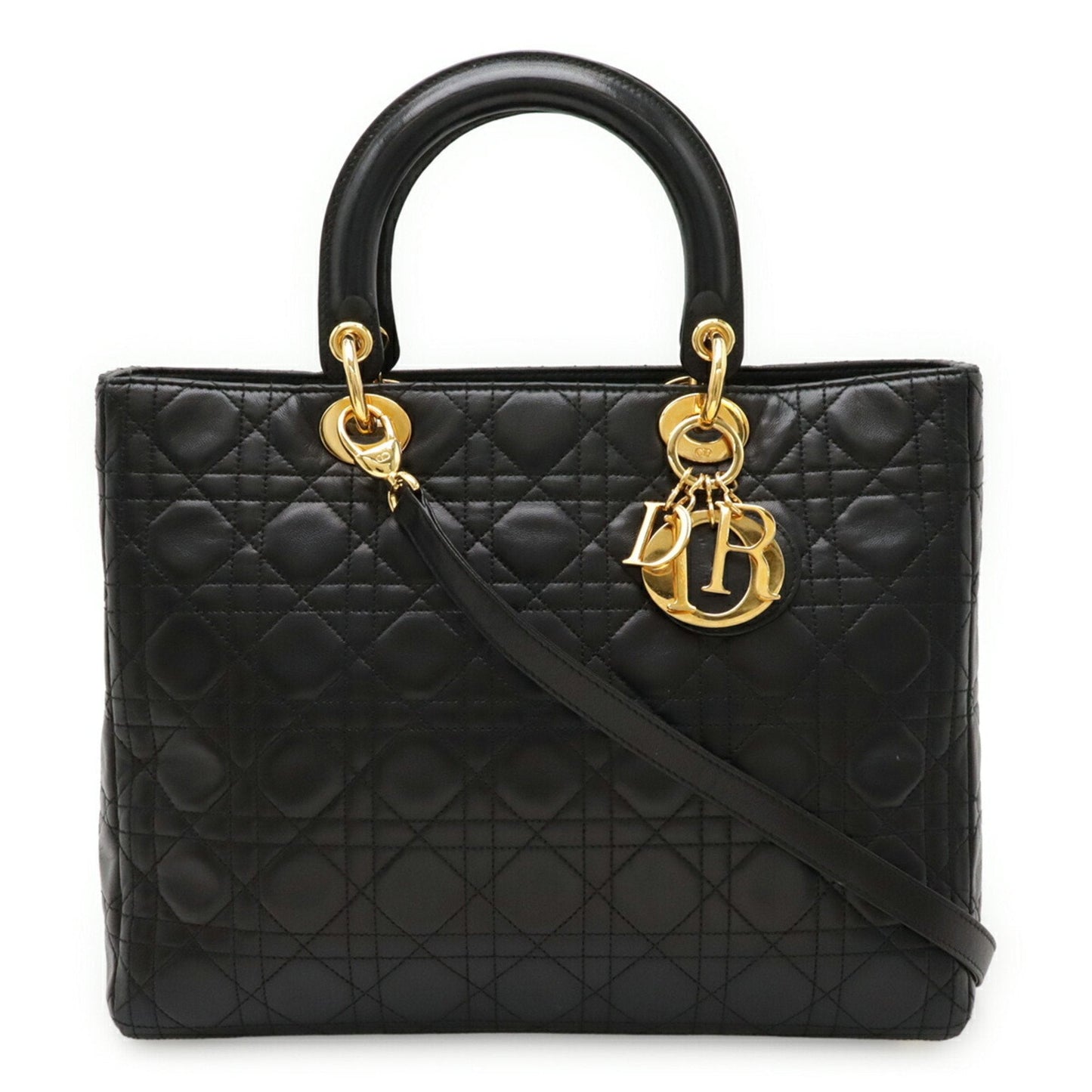 Christian Dior Black Leather Handbag Tote Bag Style 3