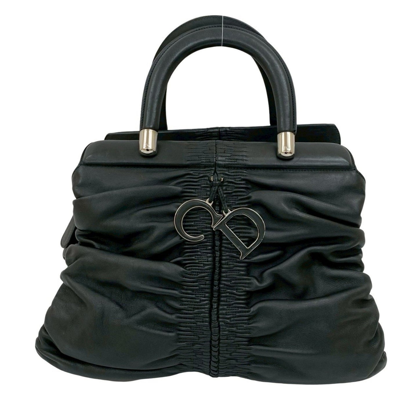 Christian Dior Black Leather Handbag Tote Bag Style 9
