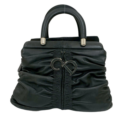 Christian Dior Black Leather Handbag Tote Bag Style 9