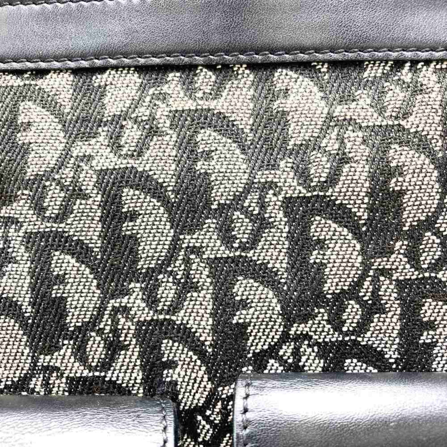 Christian Dior Black Canvas Leather Handbag Tote Bag Leather