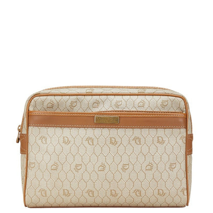 Christian Dior Beige Brown Pvc Leather Clutch Bag