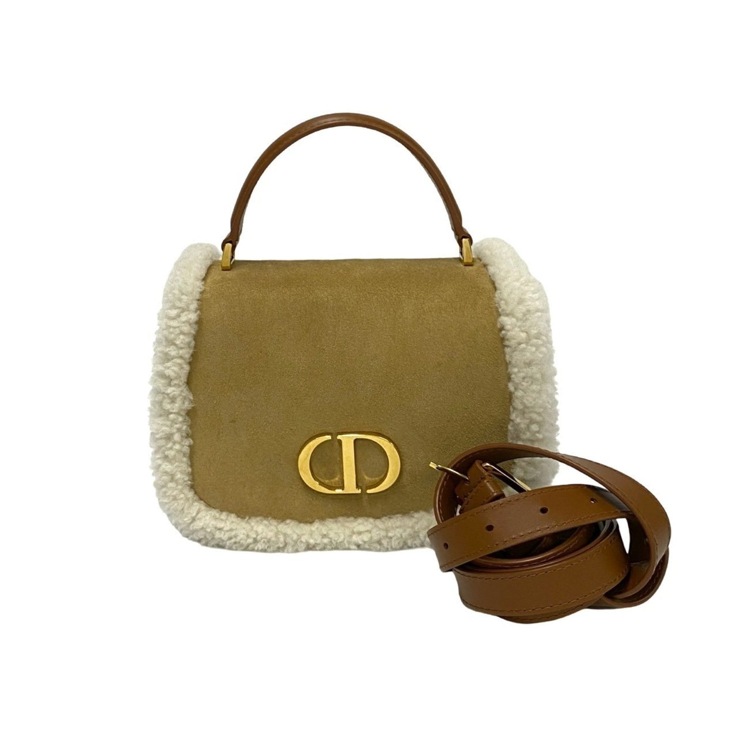 Christian Dior Beige White Leather Handbag Shoulder Bag