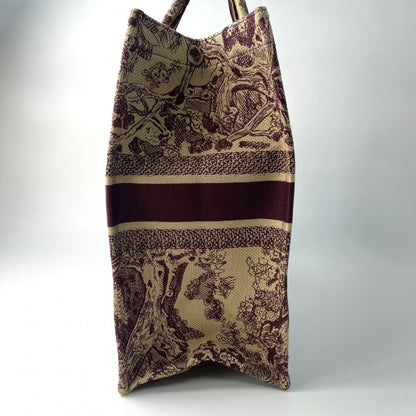 Christian Dior Bordeaux Brown Red Color Canvas Tote Bag