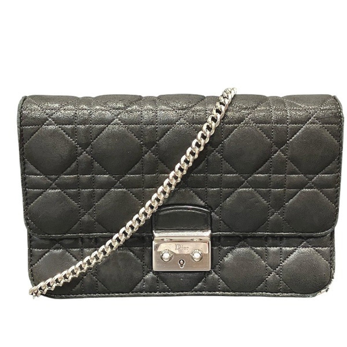 Christian Dior Black Leather Shoulder Bag Style 24